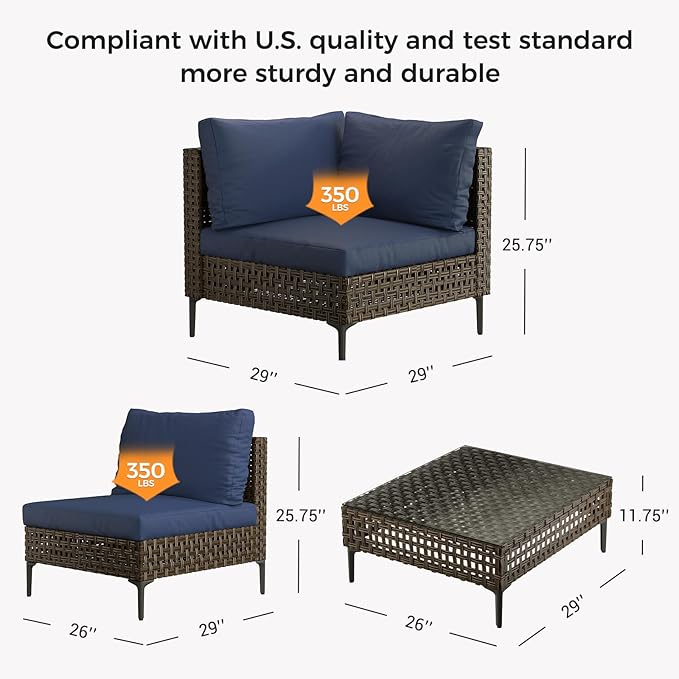 Grand patio 3-Piece Wicker Patio Furniture Set, Retro Outdoor Sectional Sofa - Image 7