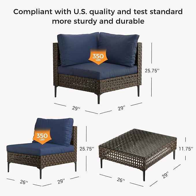 Grand patio 4-Piece Wicker Patio Furniture Set, Retro Outdoor Sectional Sofa - Image 7