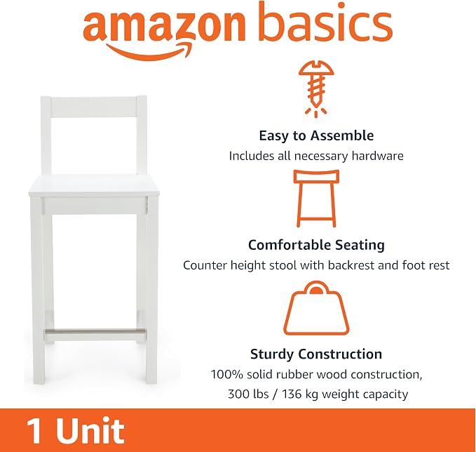 Amazon Basics Wooden Counter Height Bar Stool - Image 3