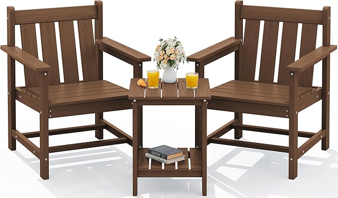SEWRWALL Patio Furniture Set, HDPE Material All Weather Use Adirondack Chair Set - Image 2