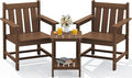 SEWRWALL 3 Pieces Patio Bistro Set, All Weather Adirondack Chair Set by SERWALL