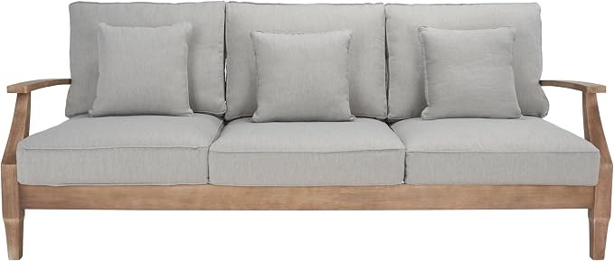 SAFAVIEH Outdoor Couture Collection Martinique Natural/Grey Solid Wood Patio - Image 10