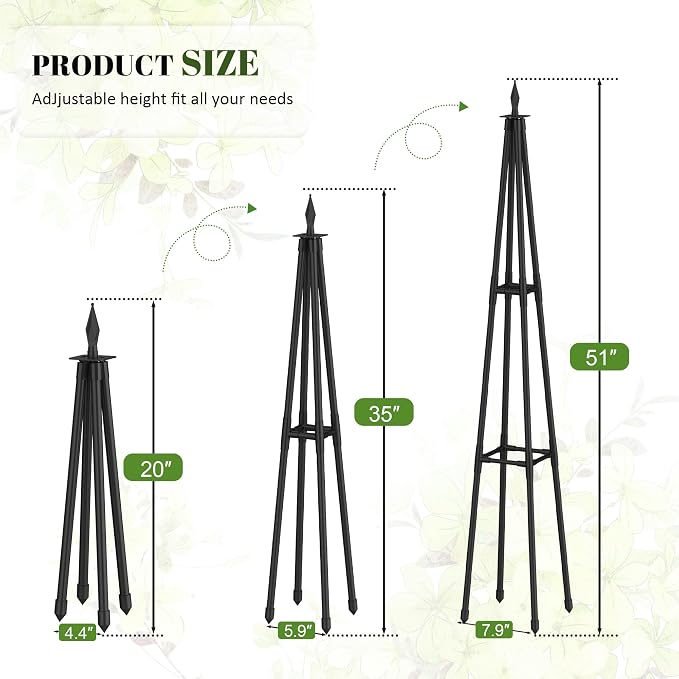 4 FT Obelisk Trellis for Climbing Plants, Garden Trellis - Image 4