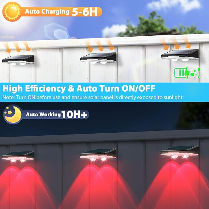 Solar Lights Outdoor 16-Pack, Waterproof Fence Lights Solar Powered - Image 3