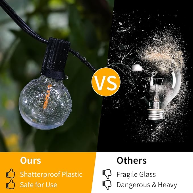 40FT LED Outdoor String Lights Waterproof, G40 LED Globe Outdoor Lights - Image 3