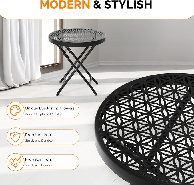 VINGLI Patio Folding Side Table, Small Outdoor Table - Image 4