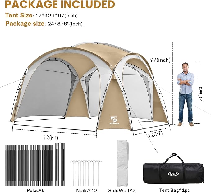 Beach Tent 12 X 12ft Large UPF50+ Pop Up Canopy - Image 4