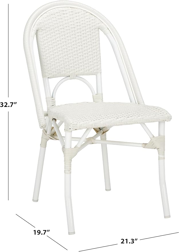 SAFAVIEH Outdoor Collection Torino White Parisian Bistro Chair Set of 2 - Image 2