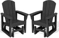 SERWALL Outdoor Glider Chair Set of 2, HDPE Wood-Like Patio Glider Rocker by SERWALL