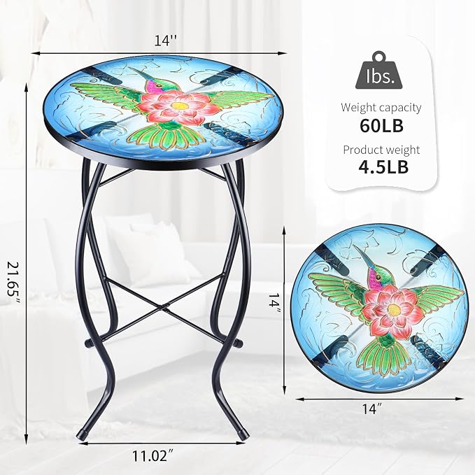 VCUTEKA Patio Side Table Outdoor Accent Table Bistro Coffee Table Plant End - Image 3
