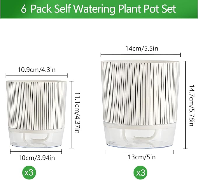 6 Pack Self Watering Pots for Indoor Plants, Flower Planters - Image 2