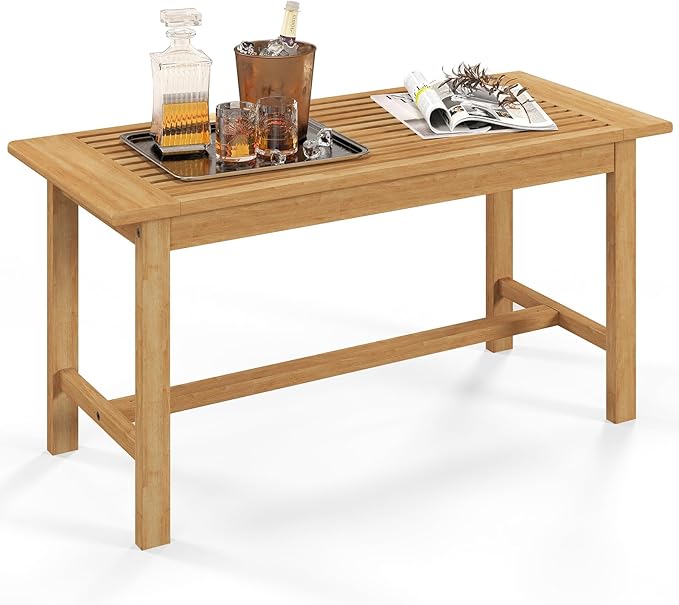 Tangkula 36” Patio Coffee Table, Solid Wood Coffee Table by TANGKULA