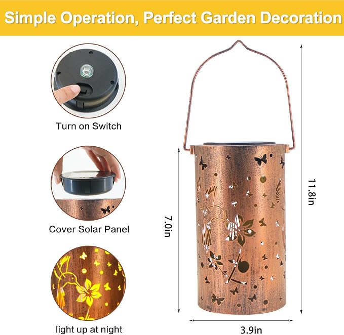 Solar Lanterns Outdoor Waterproof Hummingbirds Birthday Gifts - Image 5