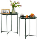VECELO Side/End Table, Folding Round Metal Anti-Rust and Waterproof Outdoor or by VECELO