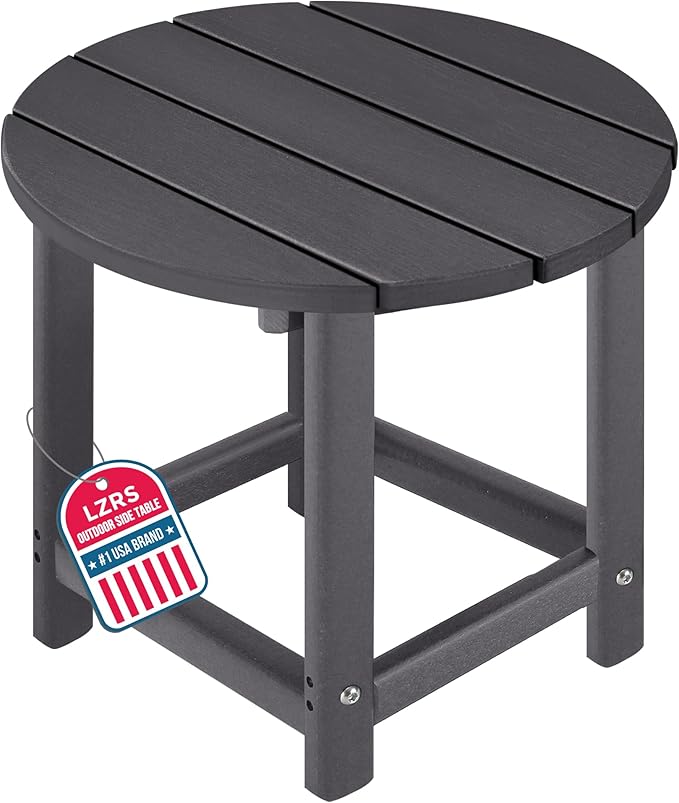 LZRS Round Adirondack Patio Side Table End Table, Outdoor Side Tables by LZRSPET
