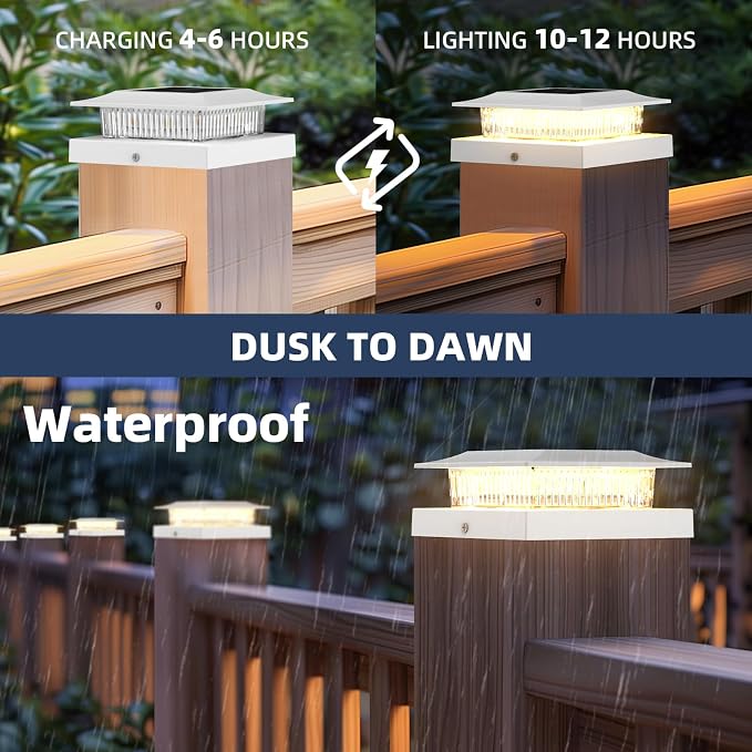 4x4 Solar Post Cap Lights 12 Pack, Fence Post Solar Lights - Image 5