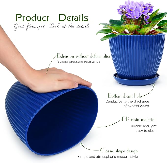 Plant Pots Indoor with Saucers & Drainage - Image 5