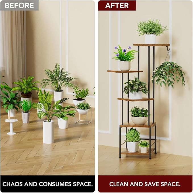 Plant Stand Indoor with Grow Light, 5-Tiered Tall Plant Stand Indoor, Metal - Image 4