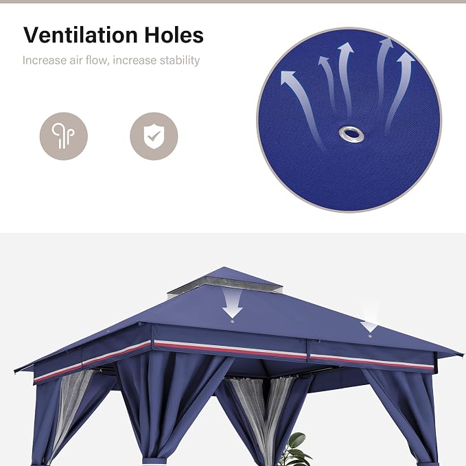 LAUSAINT HOME Semi-Permanent Outdoor Patio Gazebo 10'x10', Heavy Duty Party - Image 3