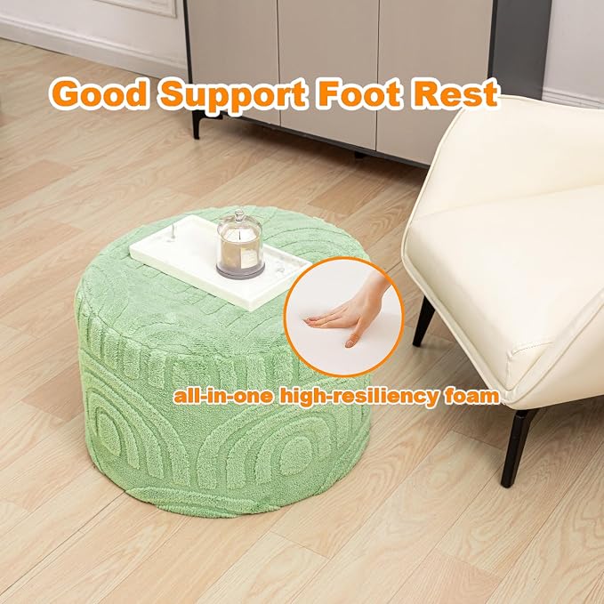Asuprui Plush Fabric Ottoman Footrest – 20"x14" Soft Foam Pouf - Image 4