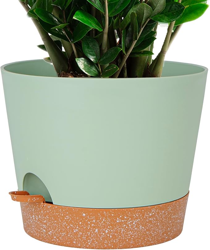 12inch Large Self Watering Plant Pot, Plastic Cylinder Planter by SwinDuck