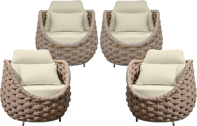 TWT 6 Pieces Patio Sofas, All-Weather Teslin Rope Balcony Furniture - Image 4