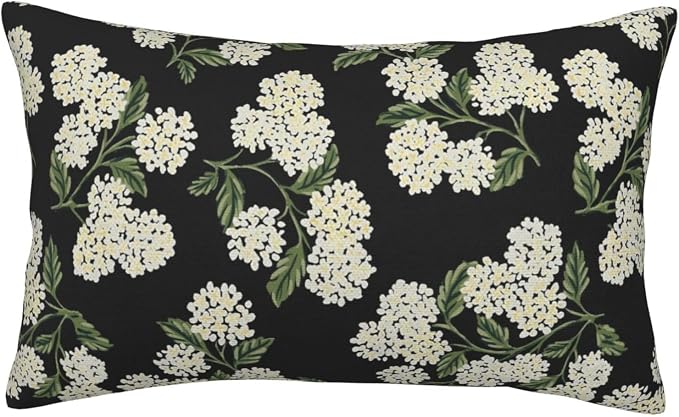 Black Spring Pillow Covers 12x20 Inch 2 Pcs Green Hydrangea Flower Decor Throw - Image 7