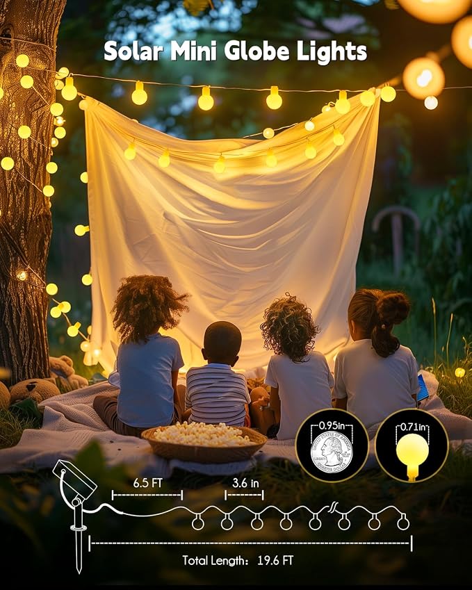 Brightown Solar String Lights Outdoor Waterproof, 19.6Ft 60 LED Globe Solar - Image 5