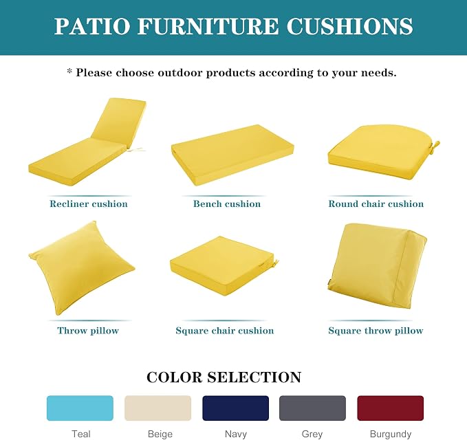 Chaise Lounge Cushion for Outdoor Furniture, Waterproof Fade and Tear Resistant - Image 7