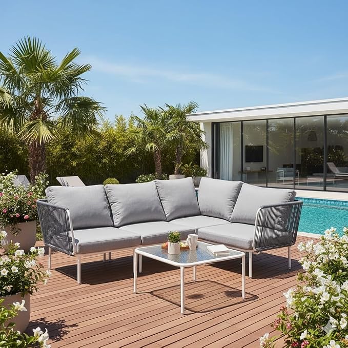 East Oak 5-Piece Outdoor Sectional Sofa, Modular Outdoor Furniture by EASTOAK