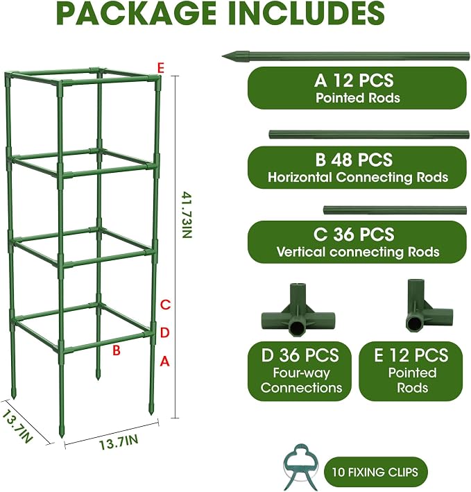 3 Pack Tomato Cages, Square Tomato Plant Stakes Support Cages Trellis - Image 7