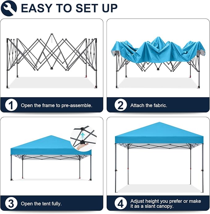 COOSHADE Durable Easy Pop Up Canopy Tent 10x10Ft, Sky Blue - Image 3