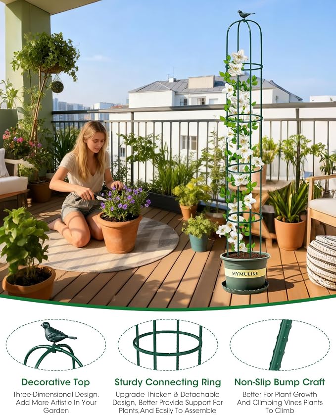 2PCS Garden Trellis for Climbing Plants, 6.2FT Rustproof Metal Pipe - Image 6