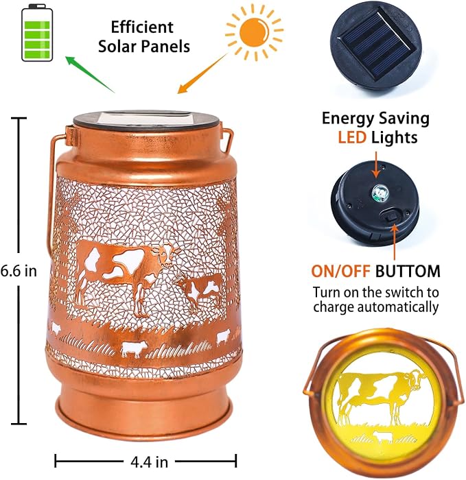 Cow Solar Lanterns Outdoor Waterproof Hanging Solar Lights Cow Gifts - Image 6