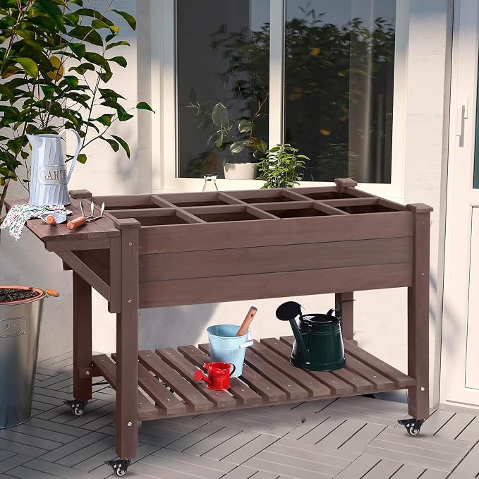 Aivituvin Raised Garden Bed on Wheels, Elevated Plant Boxes Outdoor Large by Aivituvin