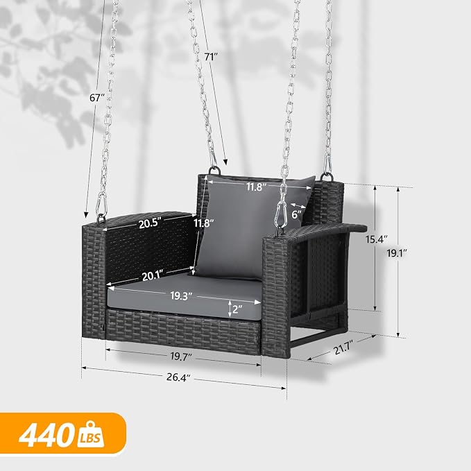 Outvita Porch Swing, 2FT Hanging Outdoor Porch Swings - Image 2