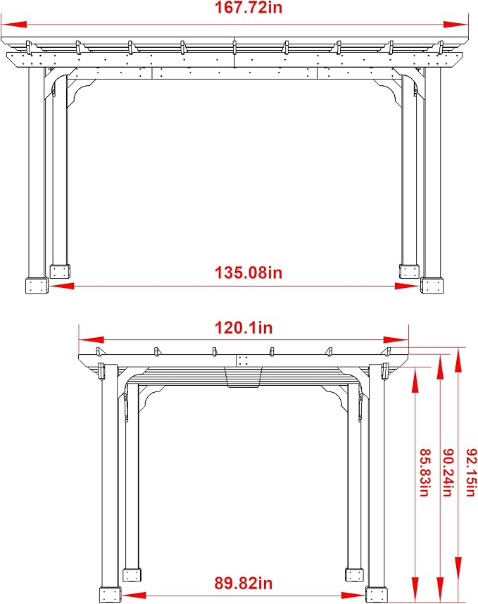 BlueWish 10'x14' Pergola, Solid Cedar Wood Gazebo Backyard Gazebo Pergola Kits - Image 2