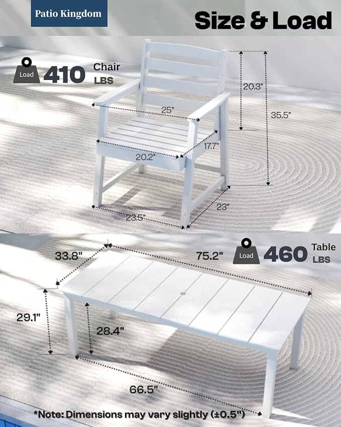 5-Piece White Outdoor Dining Set - Image 6