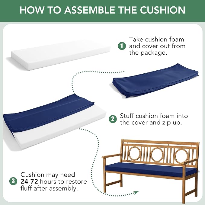 Outdoor Bench Cushion: Waterproof and Fade Resistant Patio Furniture Cushions - Image 8