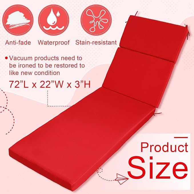 2 Pcs Indoor Outdoor Chaise Lounge Cushions Sponge Bench Outdoor Furniture - Image 2