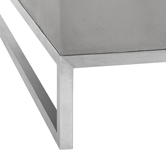 SAFAVIEH Outdoor Collection Eartha Modern Dark Grey Concrete Coffee Table - Image 8