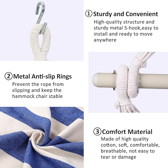 Hammock Chair Hanging Rope Swing, Topind Hanging Chair - Image 3