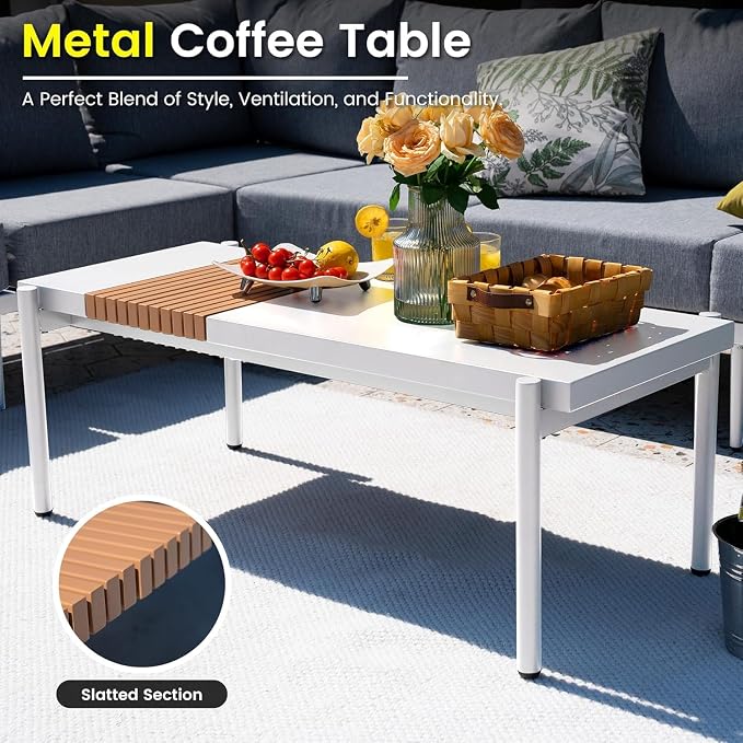 Sundale Outdoor 3 Pieces Patio Furniture Set, Metal Outdoor Sectional Sofa - Image 6