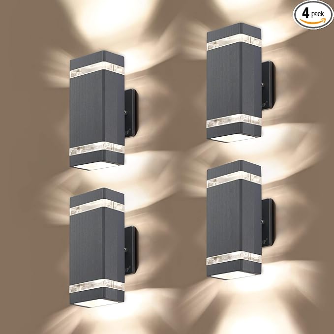 LMP 4 Pack LED Square Up and Down Lights Outdoor Wall Light，Body in Aluminum by LMP