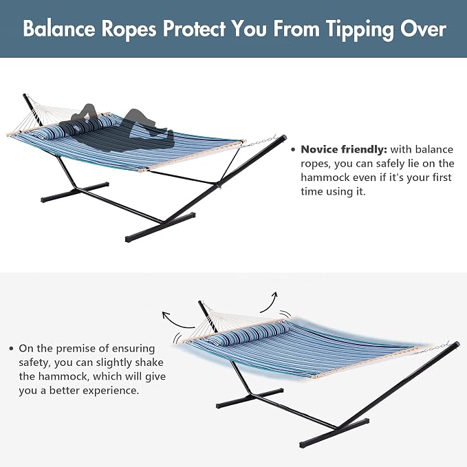 ANOW Double Hammock with Stand 12FT, Heavy Duty Hammock with Stand - Image 4