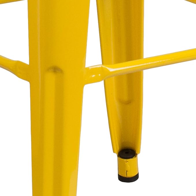 Flash Furniture Lily 4 Pack Commercial Grade 30" High Backless Yellow Metal - Image 7