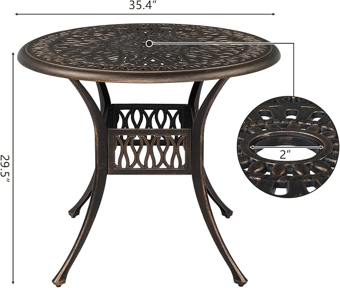 VINGLI 5 Pieces Outdoor Patio Dining Set, Cast Aluminium Patio Furniture Set - Image 8