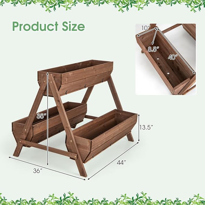 Giantex Vertical Raised Garden Bed, 3 Large Wood Planter Boxes - Image 9