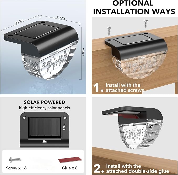 8 Pack Solar Deck Lights Outdoor, Solar Step Lights Waterproof - Image 5