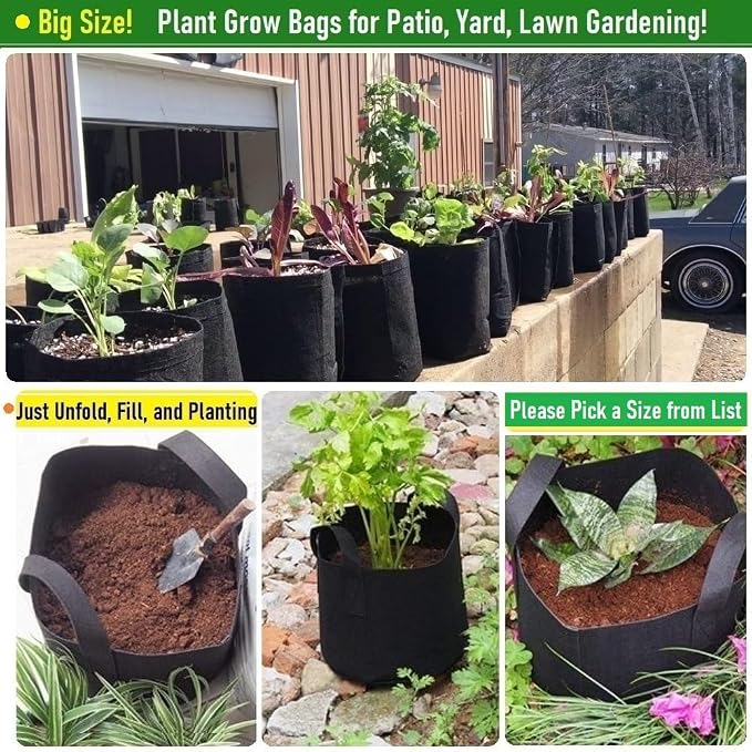 3-Pack 75 Gallon Thickened Plant Grow Bags Large Heavy Duty Garden Bag Fabric - Image 3